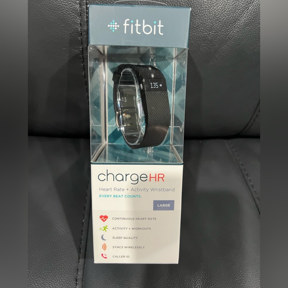 Fitbit heart rate and activity wristband, large black